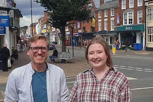 Town council by-election candidate Holly Davies with Pershore County Councillor Dan Boatright-Greene